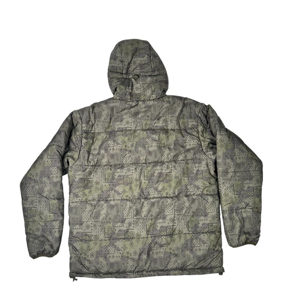 Stüssy Authentic Gear Puffer Thermolite Jacket Paisley Bandana Camo Green Mens L - Picture 3 of 9